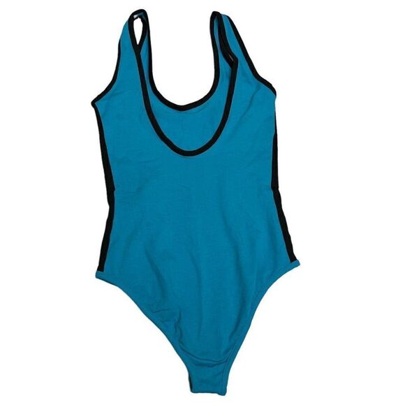 Puma Classic‎ Bodysuit Scoop Back Blue Black Casual Sporty - Picture 7 of 12